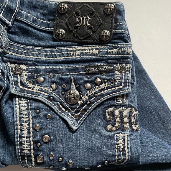 MISS ME Rhinestone & Stud Boot Cut Jeans Sz 25 - Picture 1 of 9